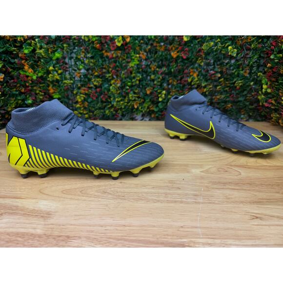 Men's Grey and Yellow Nike Mercurial Soccer Cleats - Picture 3 of 6